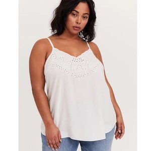 Torrid Sophie White Challis Eyelet Swing Cami